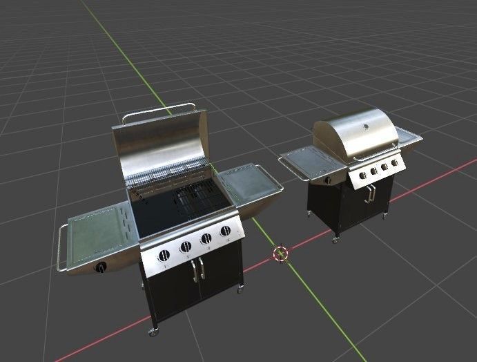 Medium Gas BBQ Low-poly 3D model_5