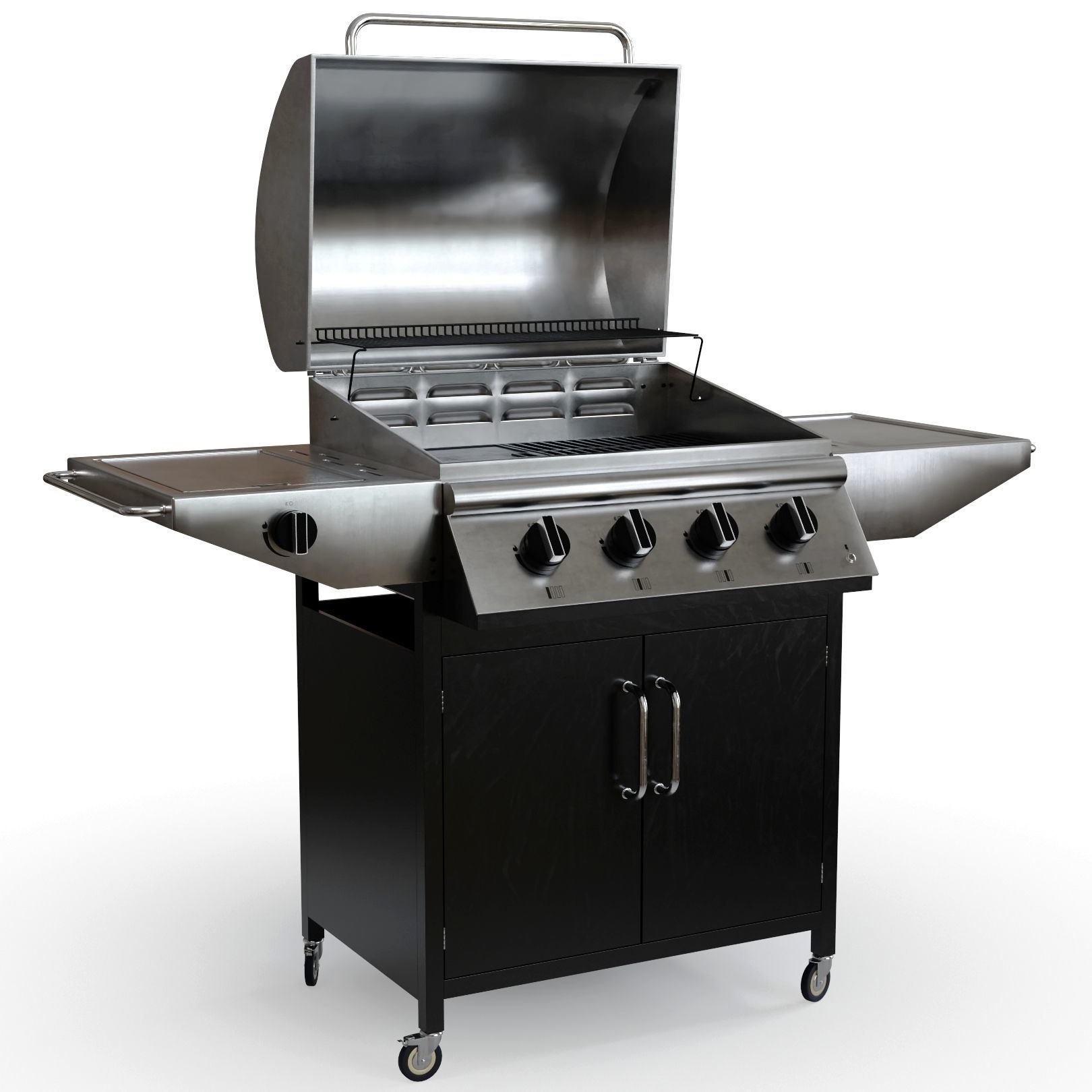 Medium Gas BBQ Low-poly 3D model_1