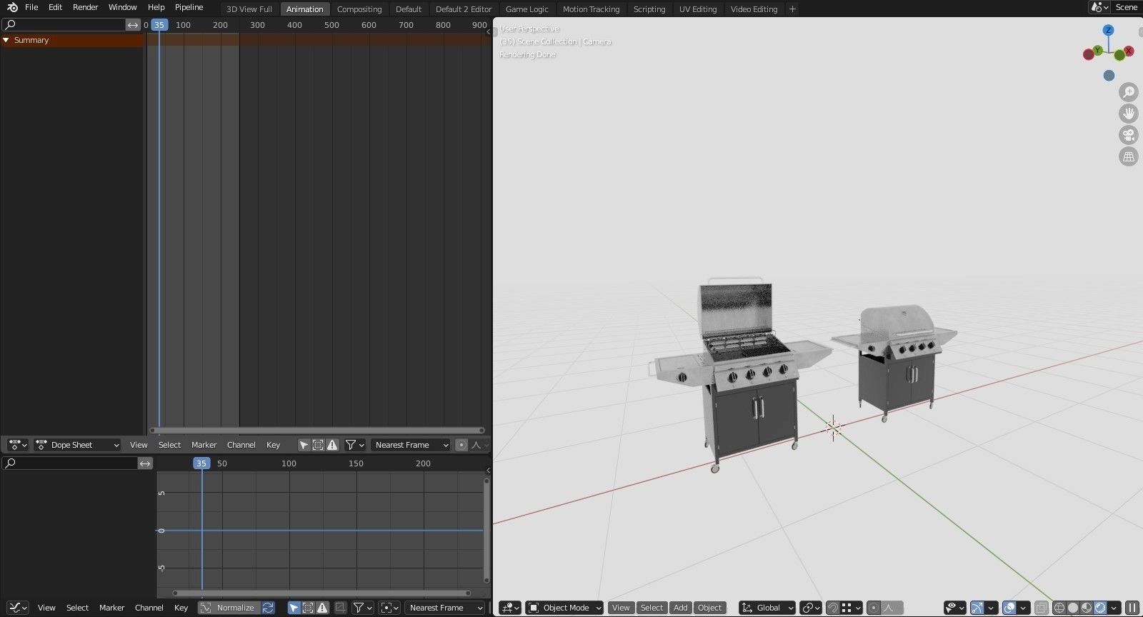 Medium Gas BBQ Low-poly 3D model_4