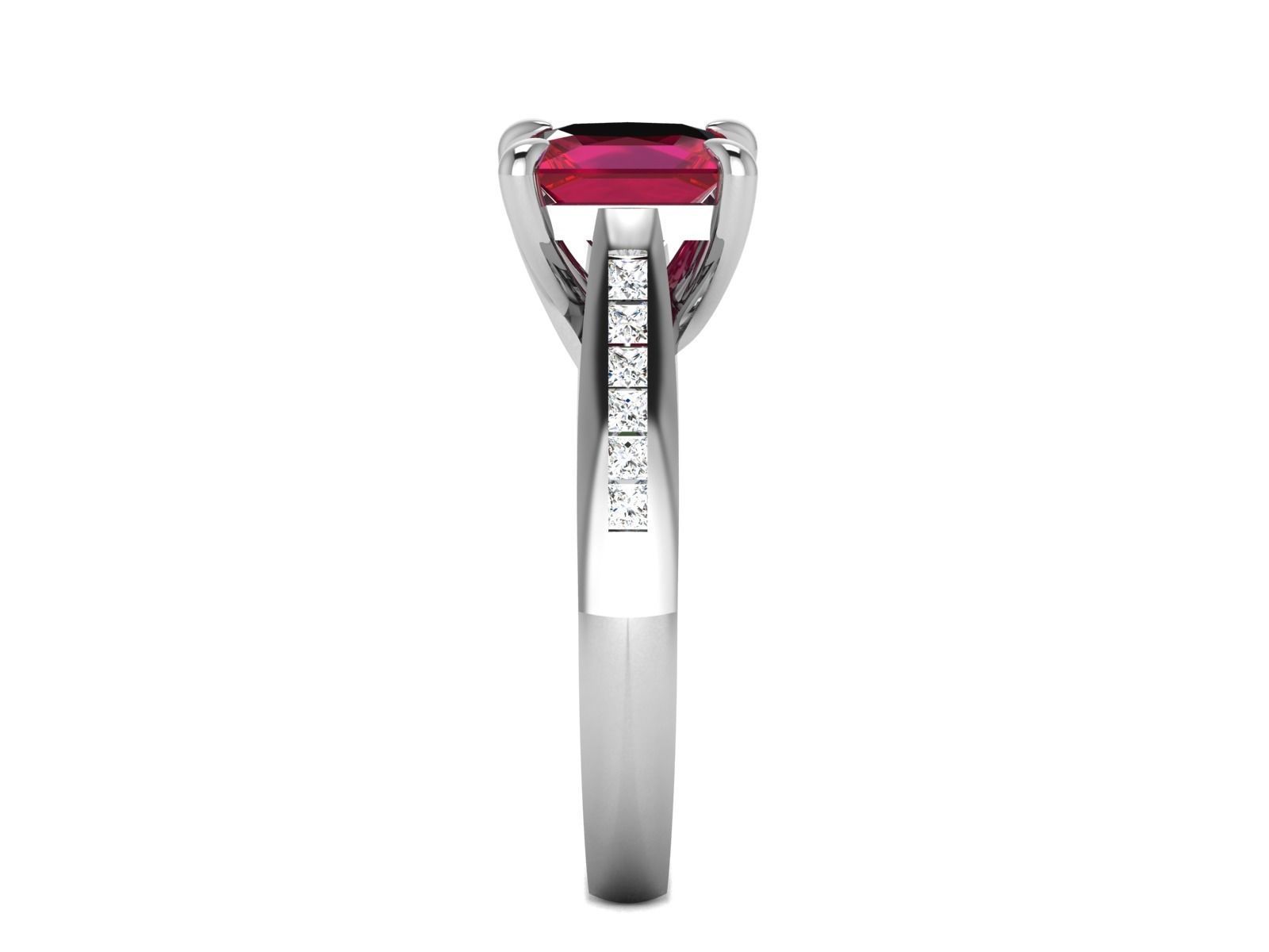 Solitaire Wedding Engagement Princess Stone Ring 3D print model_6