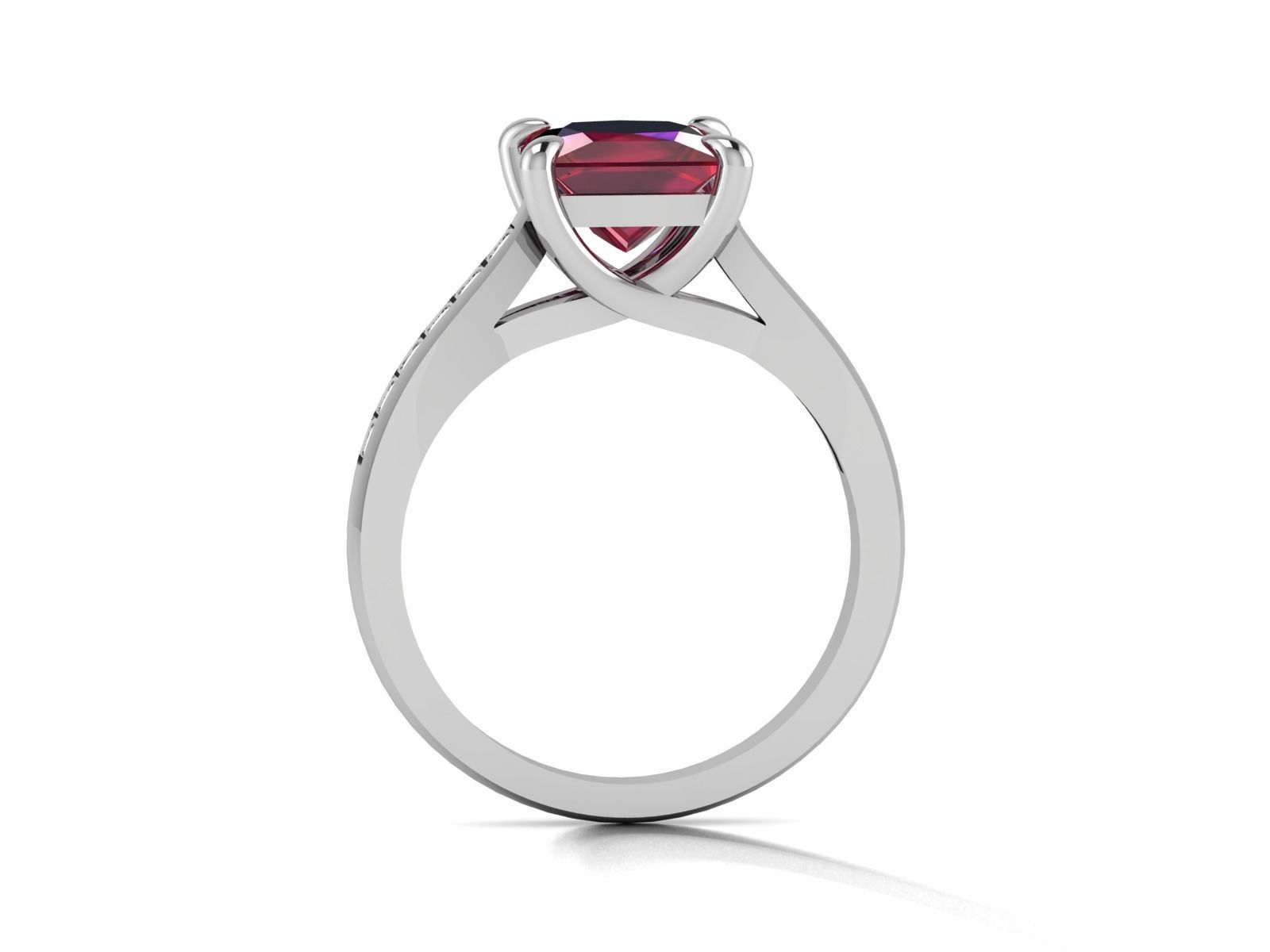 Solitaire Wedding Engagement Princess Stone Ring 3D print model_4