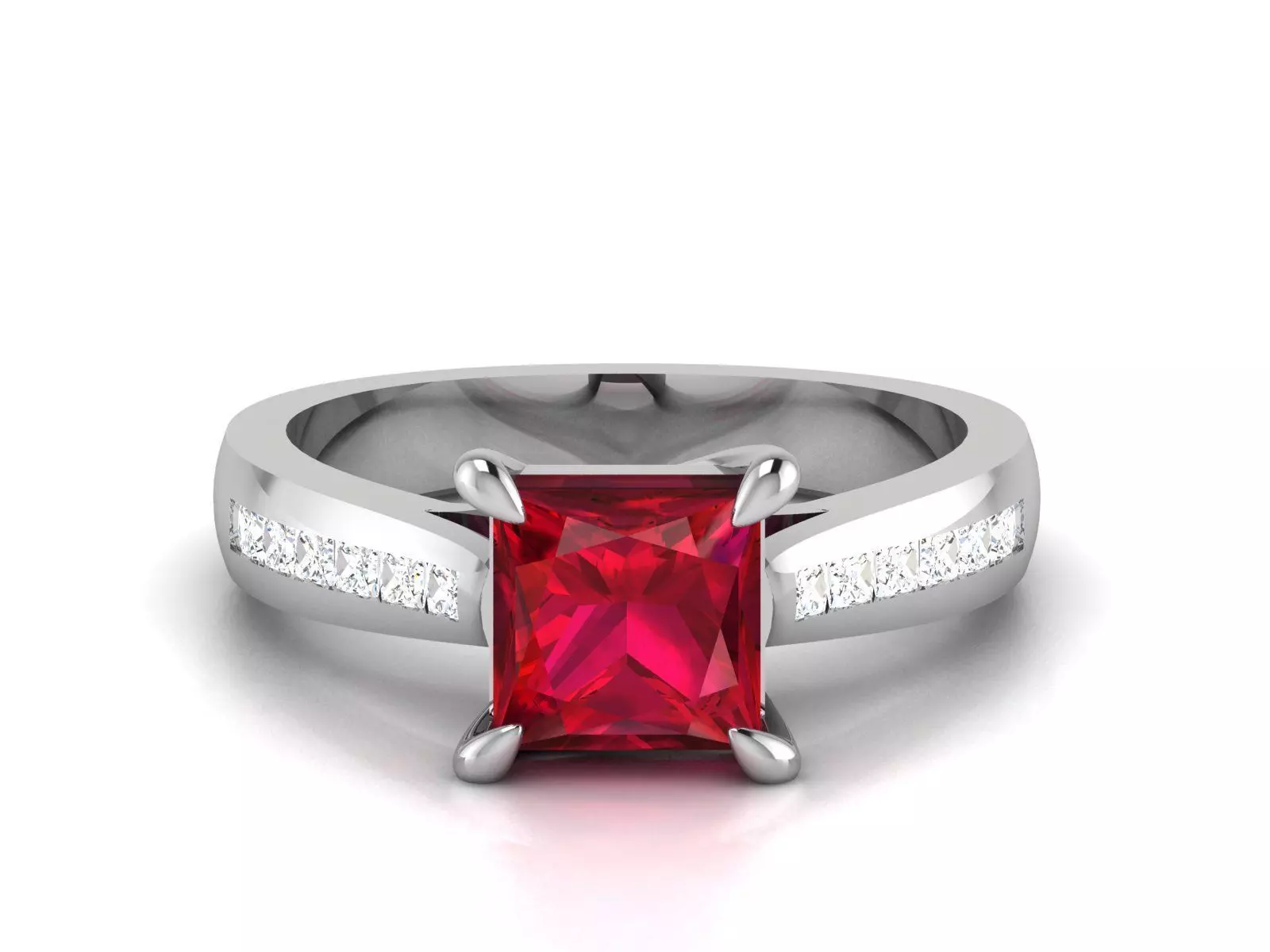 Solitaire Wedding Engagement Princess Stone Ring 3D print model_0