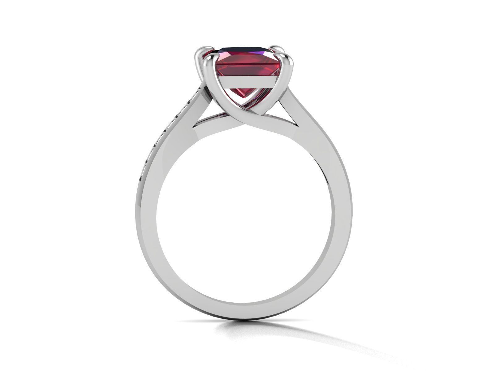 Solitaire Wedding Engagement Princess Stone Ring 3D print model_3
