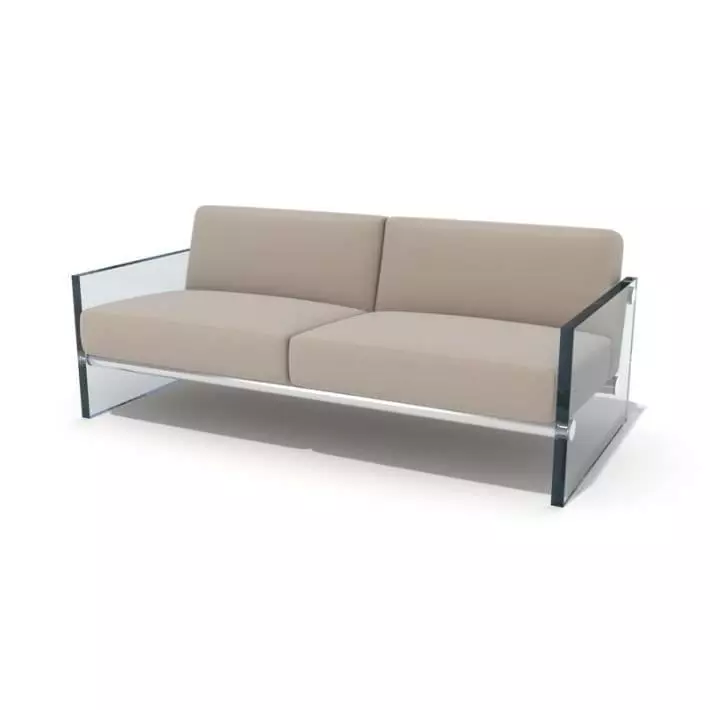 Long Grey Couch 3D model_0