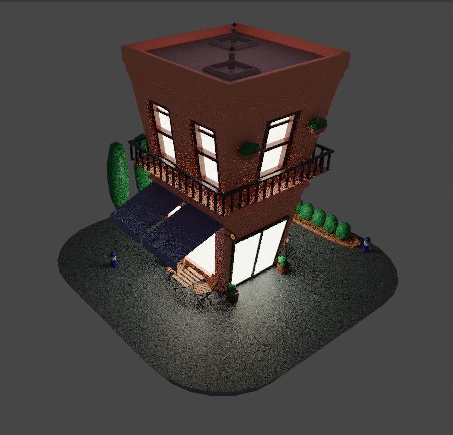 Coffee shop in BLender by Nurmuhammad Free low-poly 3D model_6
