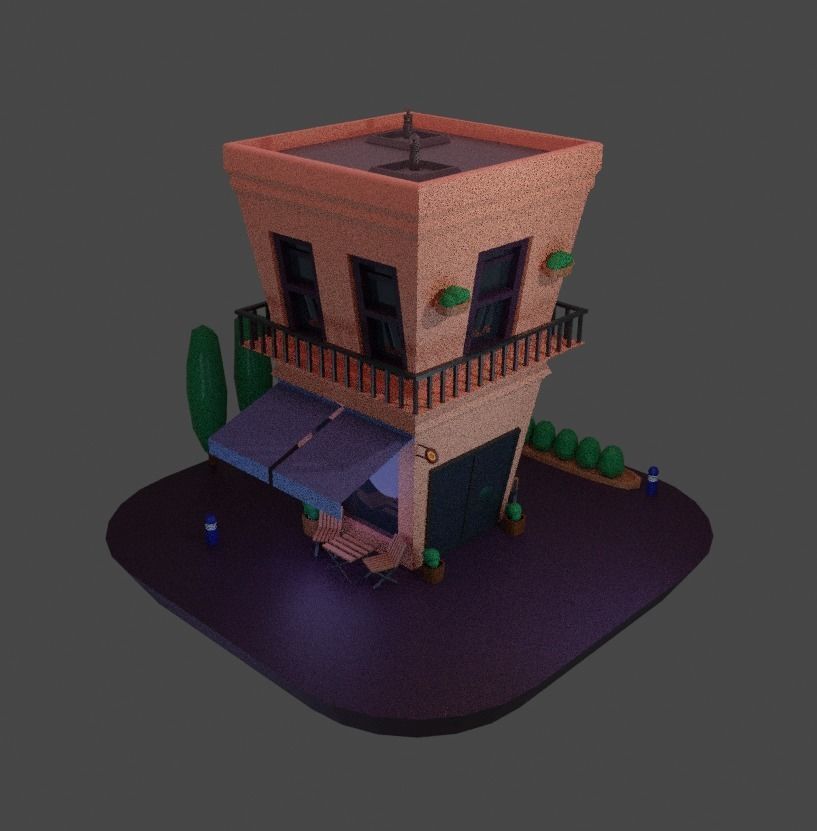 Coffee shop in BLender by Nurmuhammad Free low-poly 3D model_5