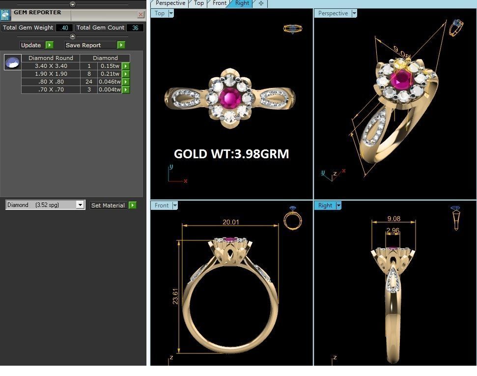 Solitaire Wedding Engagement Ring 3D print model_7