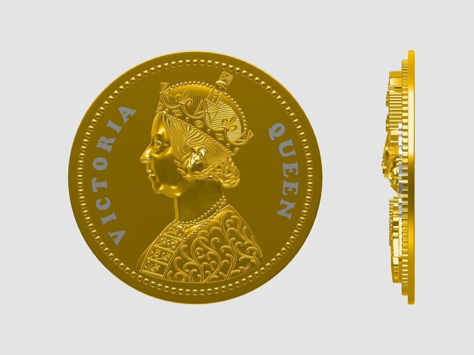 victoria queen coin 3D print model_2