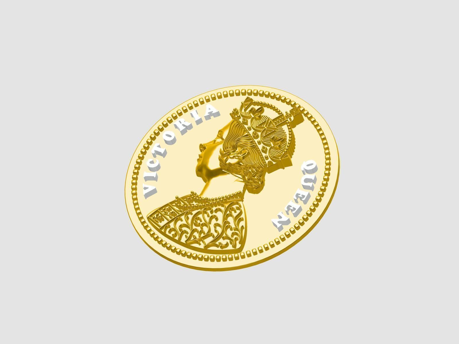 victoria queen coin 3D print model_1