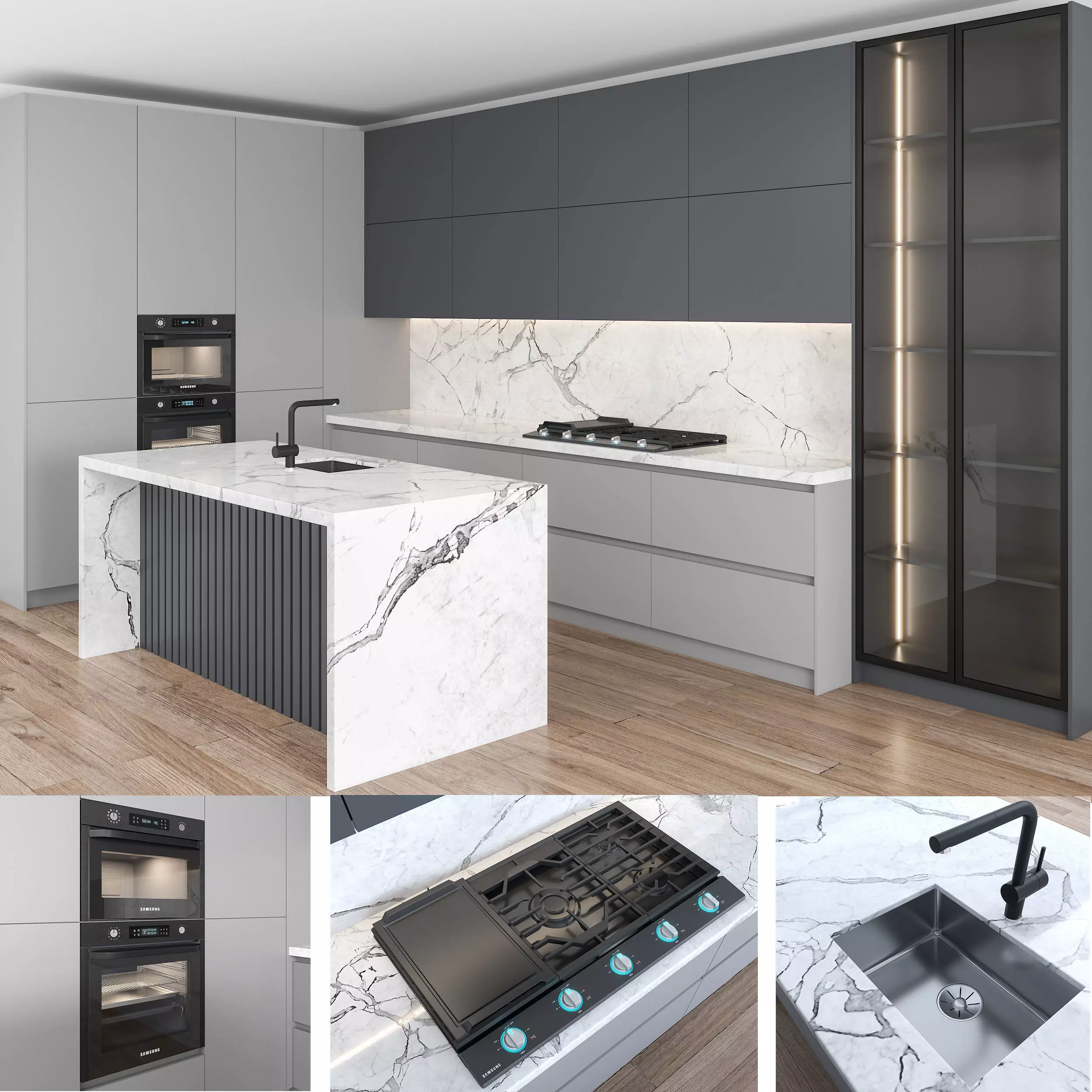 Modern kitchen 3D model_0