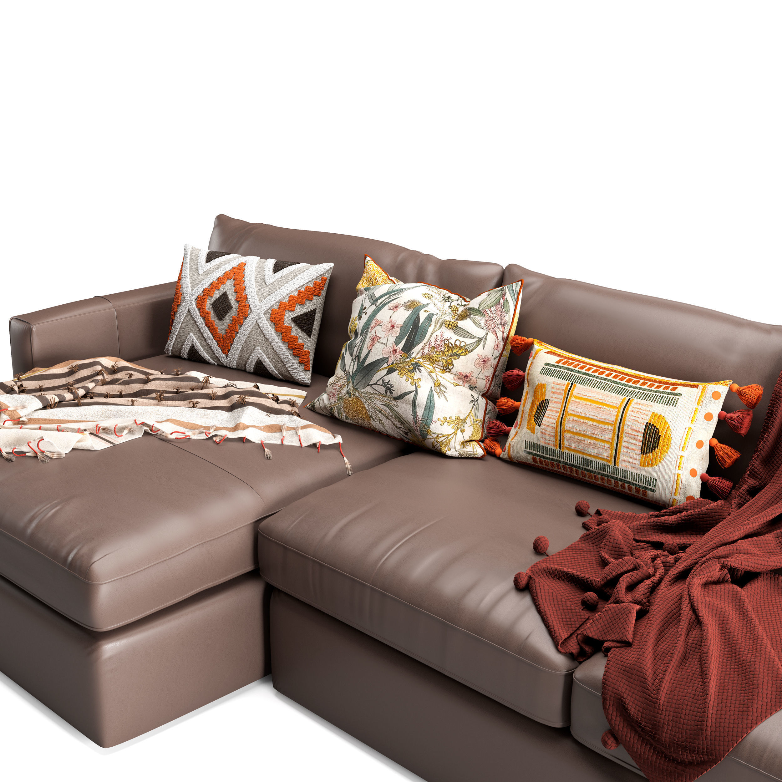CB Lounge Deep Leather 2-Piece Sectional Sofa 3D model_3