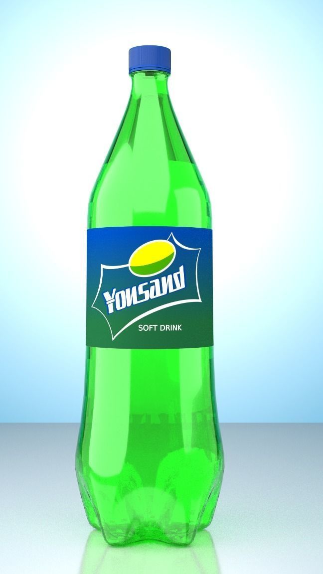 SPRITE and COCACOLA  pet bottle 1750 ml and water bottle 3D model_6