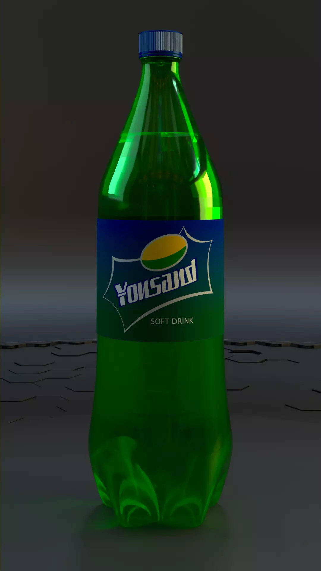 SPRITE and COCACOLA  pet bottle 1750 ml and water bottle 3D model_0