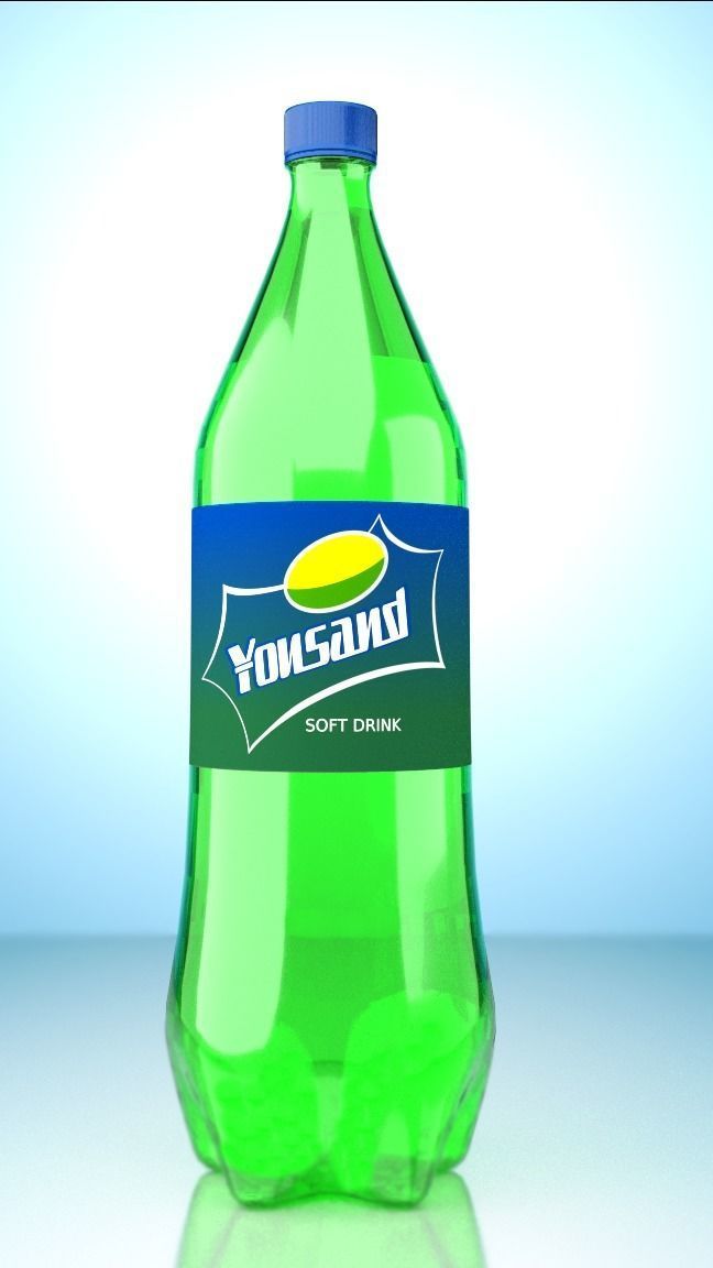 SPRITE and COCACOLA  pet bottle 1750 ml and water bottle 3D model_5