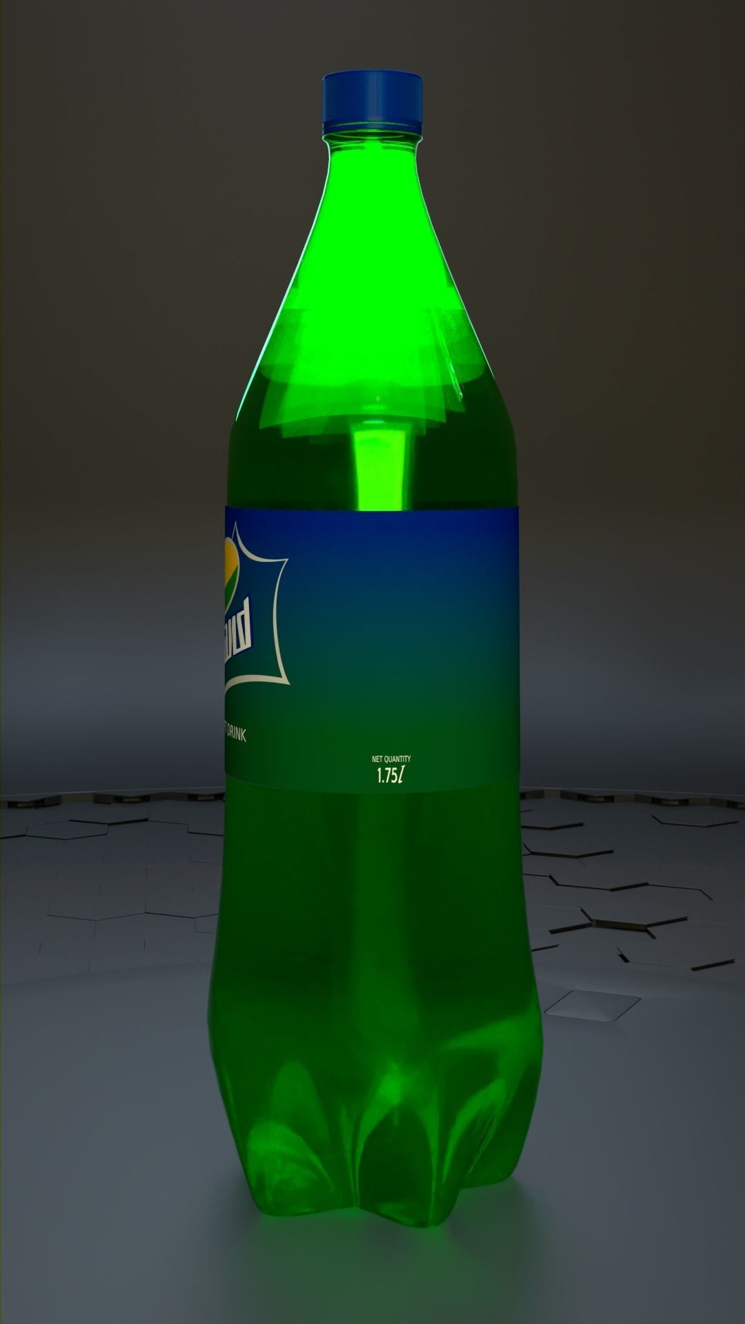 SPRITE and COCACOLA  pet bottle 1750 ml and water bottle 3D model_3