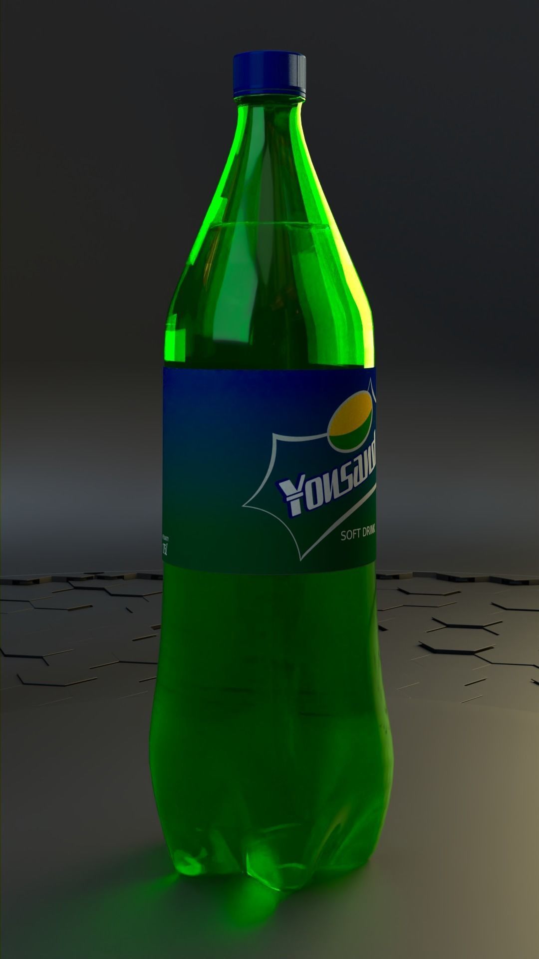 SPRITE and COCACOLA  pet bottle 1750 ml and water bottle 3D model_2