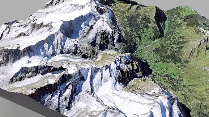 Mountain landscape and city Grindelwald Switzerland 3D model 6