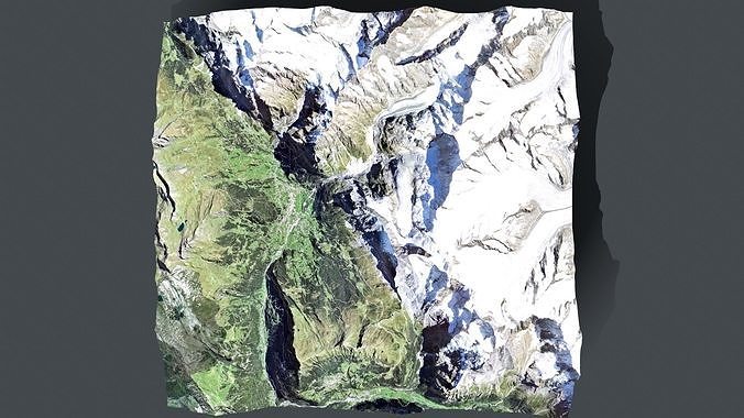 Mountain landscape and city Grindelwald Switzerland 3D model 7