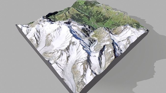 Mountain landscape and city Grindelwald Switzerland 3D model 4
