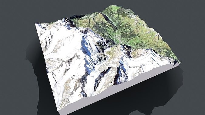 Mountain landscape and city Grindelwald Switzerland 3D model 5
