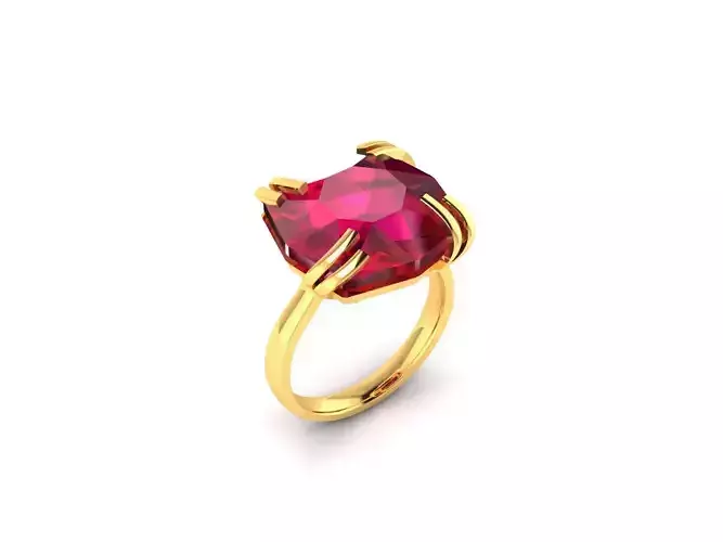Solitaire Engagement Wedding Emerald Stone Ring 3D print model