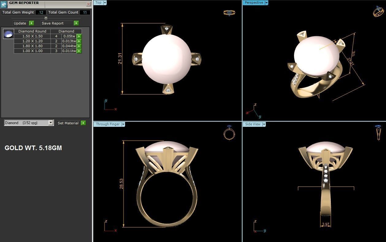 Solitaire Engagement Wedding Opal Stone Ring 3D print model_5