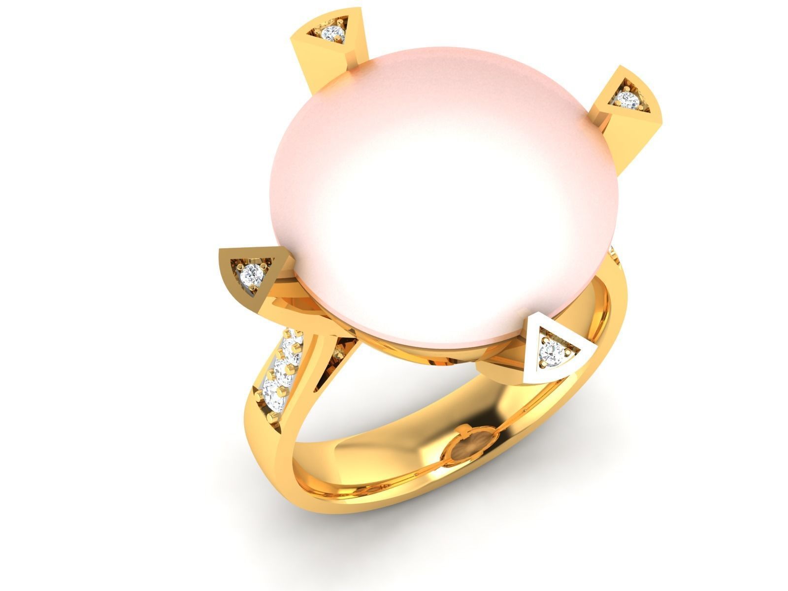 Solitaire Engagement Wedding Opal Stone Ring 3D print model_1