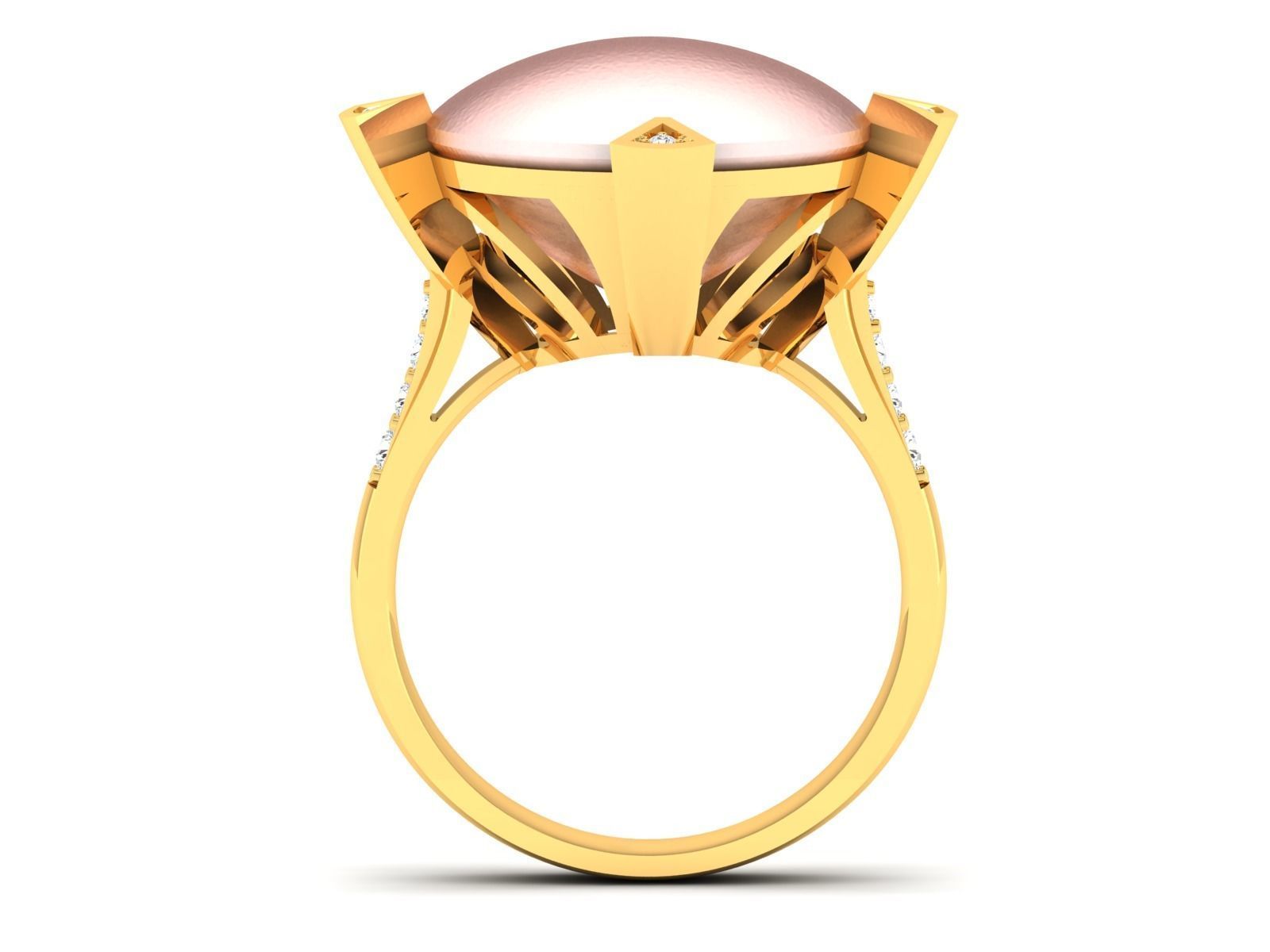 Solitaire Engagement Wedding Opal Stone Ring 3D print model_3