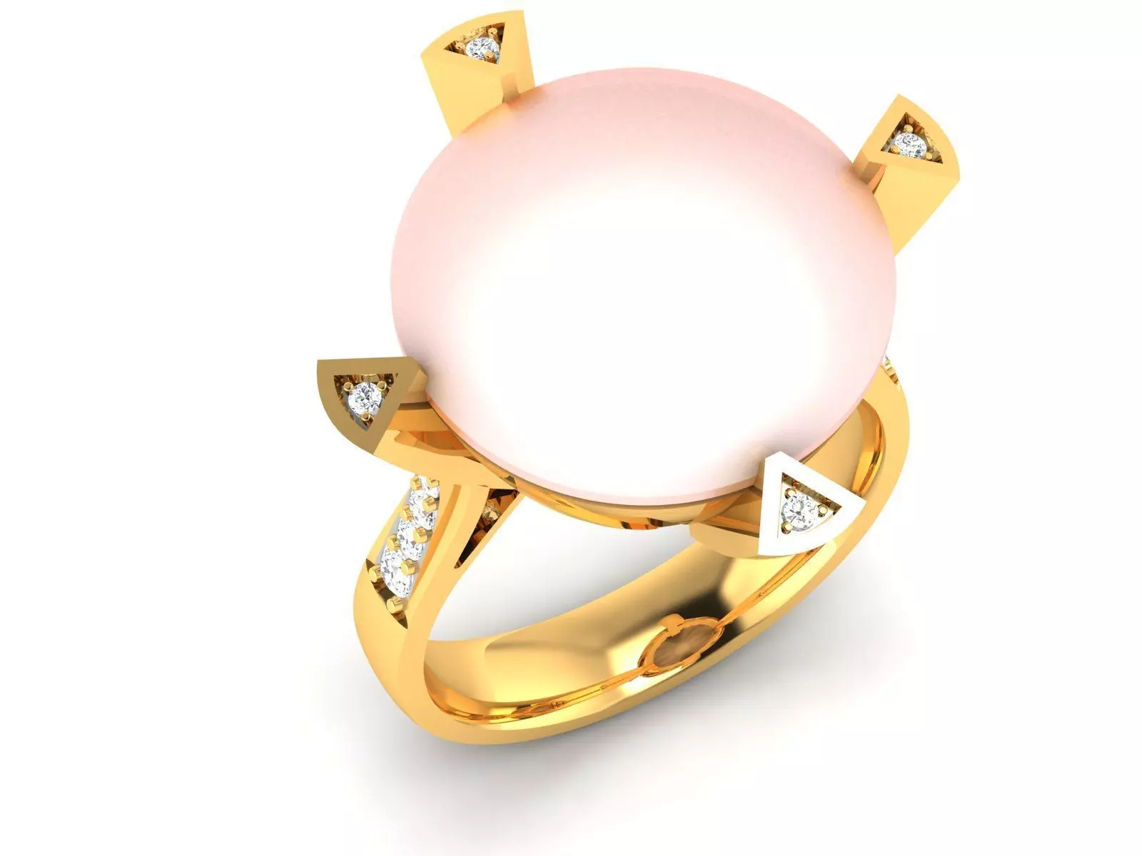 Solitaire Engagement Wedding Opal Stone Ring 3D print model_0