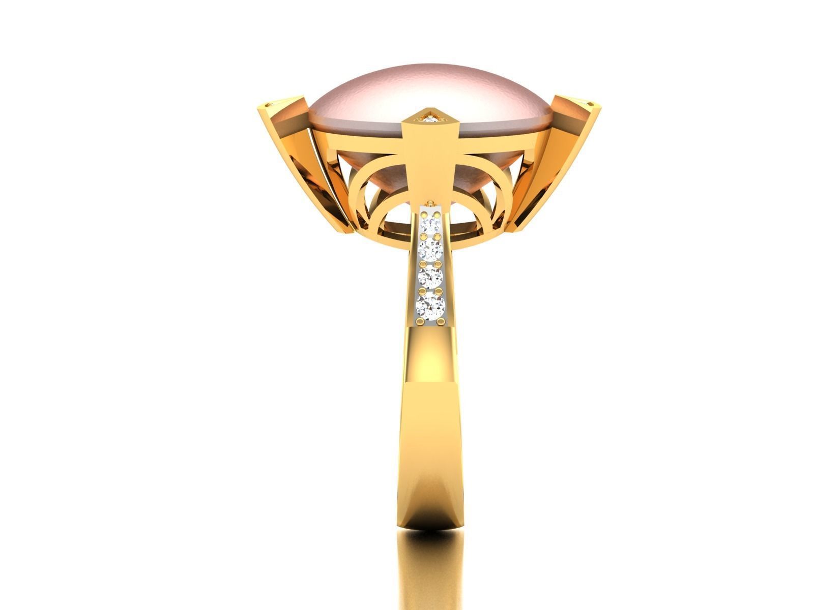 Solitaire Engagement Wedding Opal Stone Ring 3D print model_6