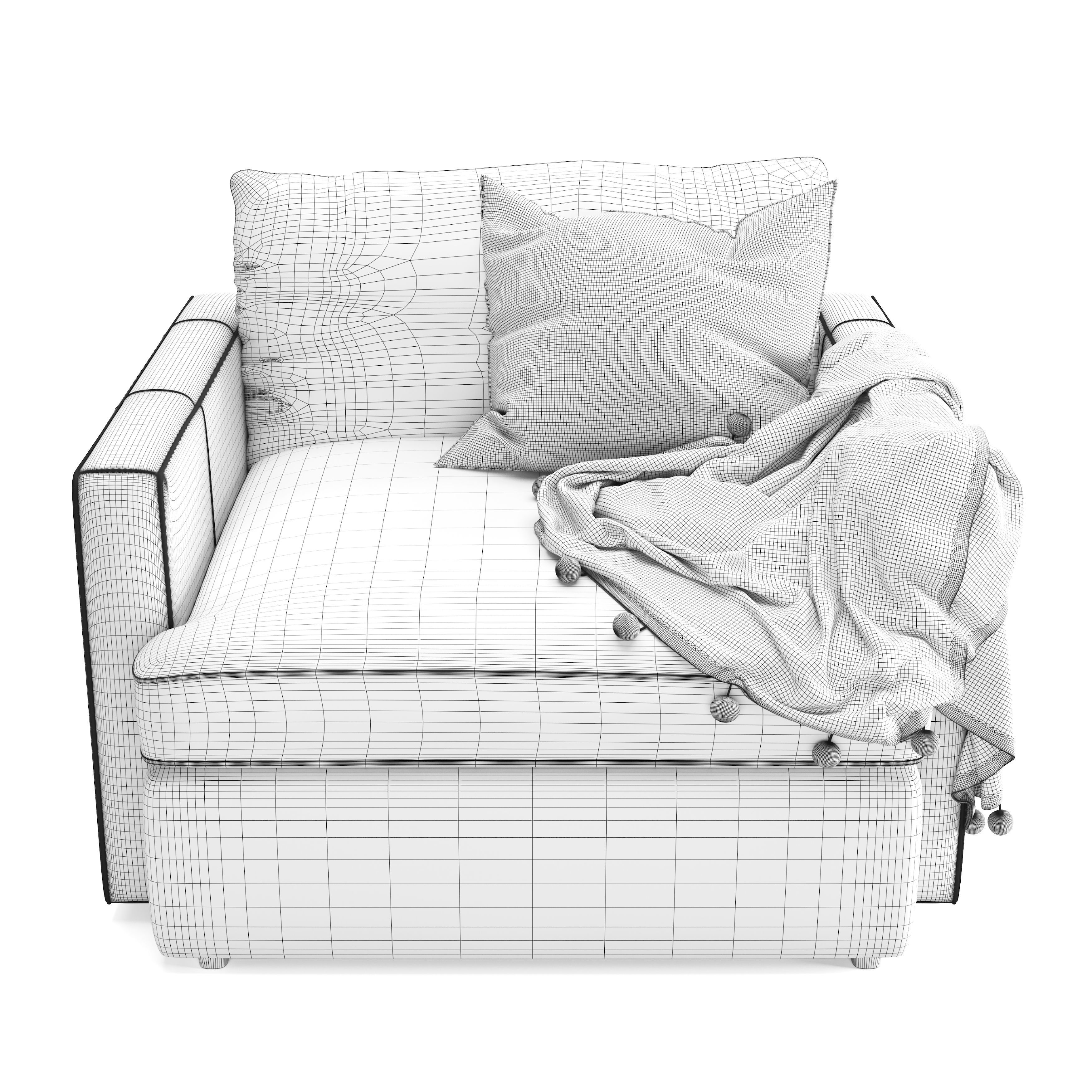 Crateandbarrel Lounge Deep Leather Chair and a Half 3D model_11