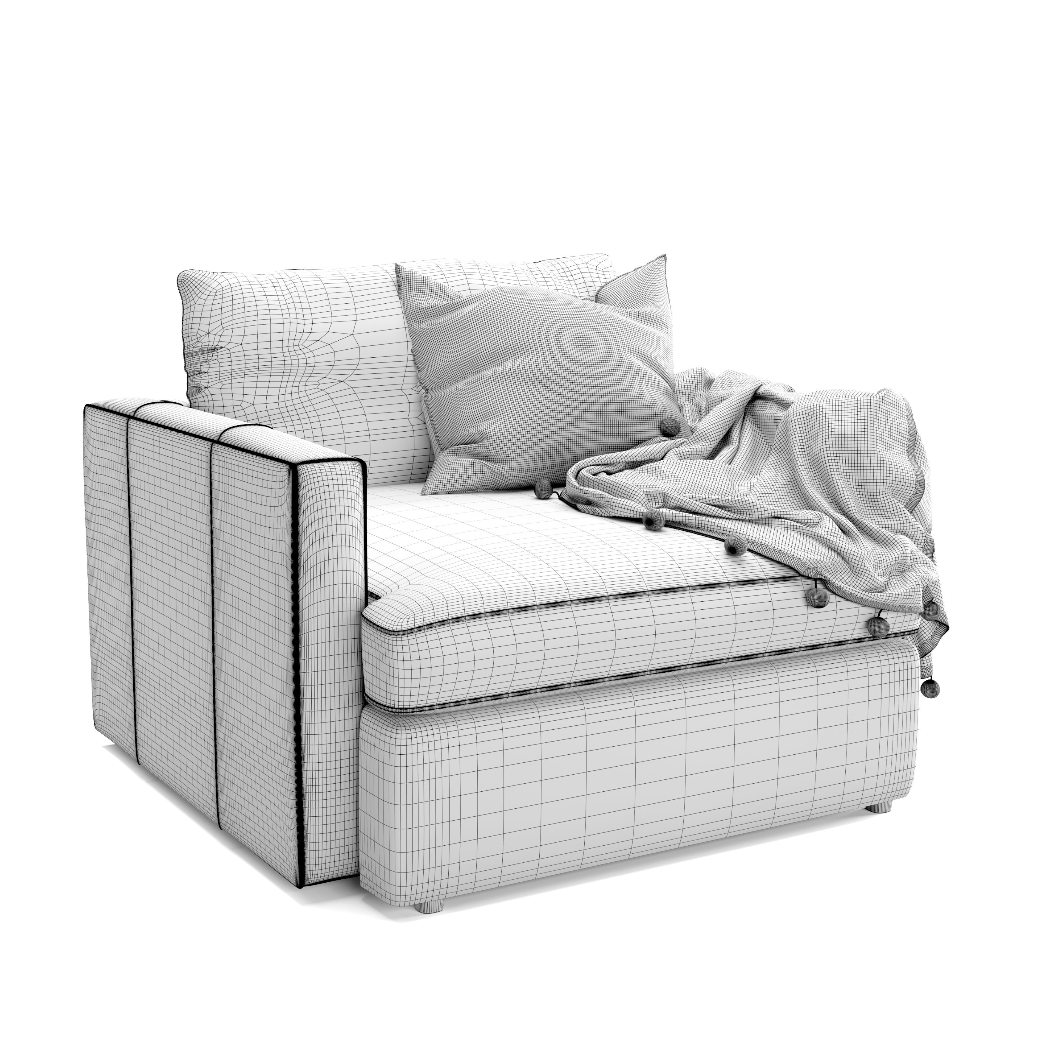 Crateandbarrel Lounge Deep Leather Chair and a Half 3D model_9