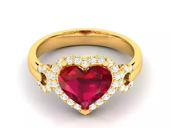 Solitaire Engagement Wedding Diamond Heart Rings 3D print model