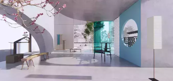 courtyard interior of modern house in shanghai