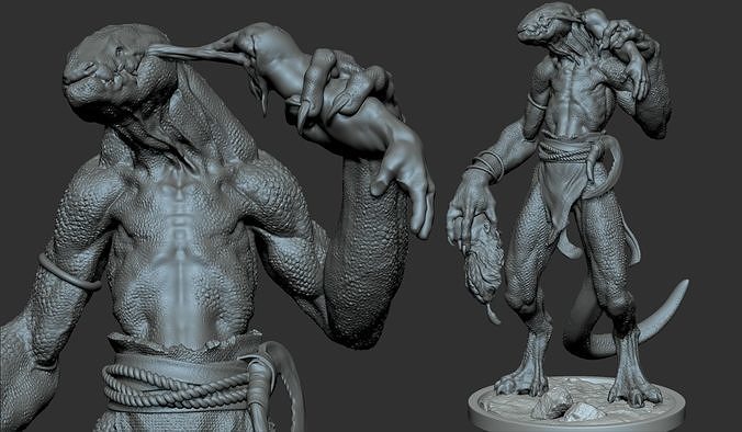 Lizardman Alternative pose 3D print model