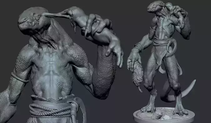Lizardman Alternative pose 3D print model