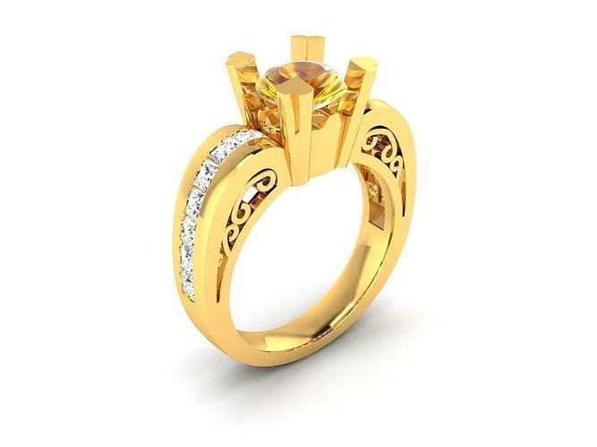 Solitaire Engagement Wedding Diamond Ring 3D print model