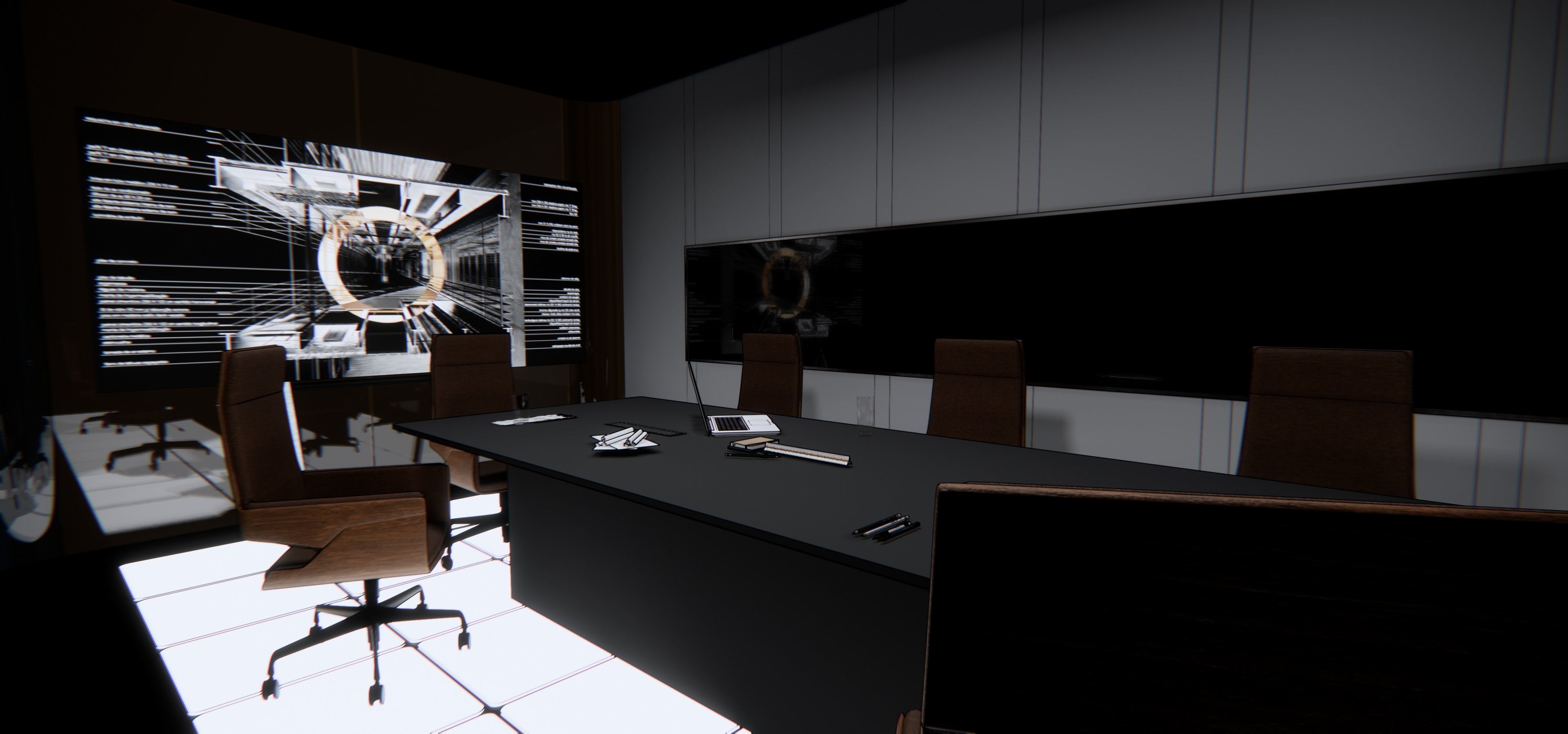Office conference room with table and chairs 3D model_2