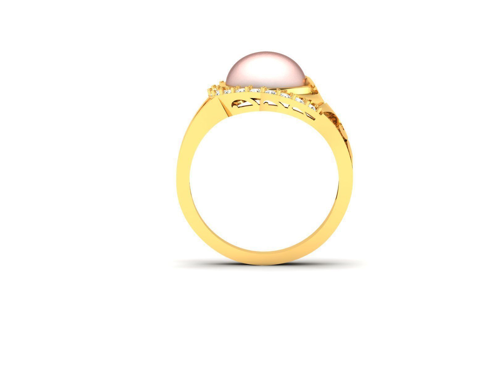 Solitaire Engagement Wedding Opal Stone Ring 3D print model_2
