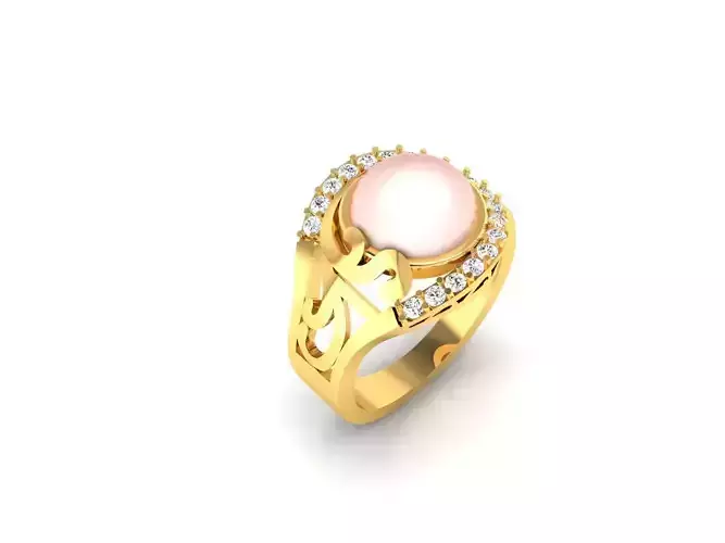Solitaire Engagement Wedding Opal Stone Ring 3D print model