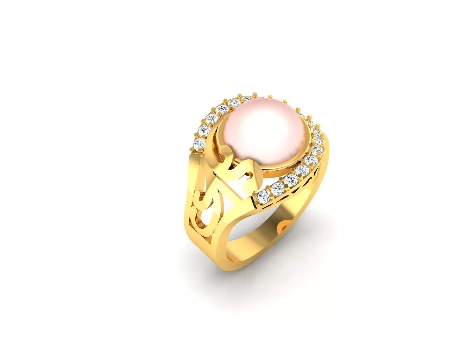 Solitaire Engagement Wedding Opal Stone Ring 3D print model_0