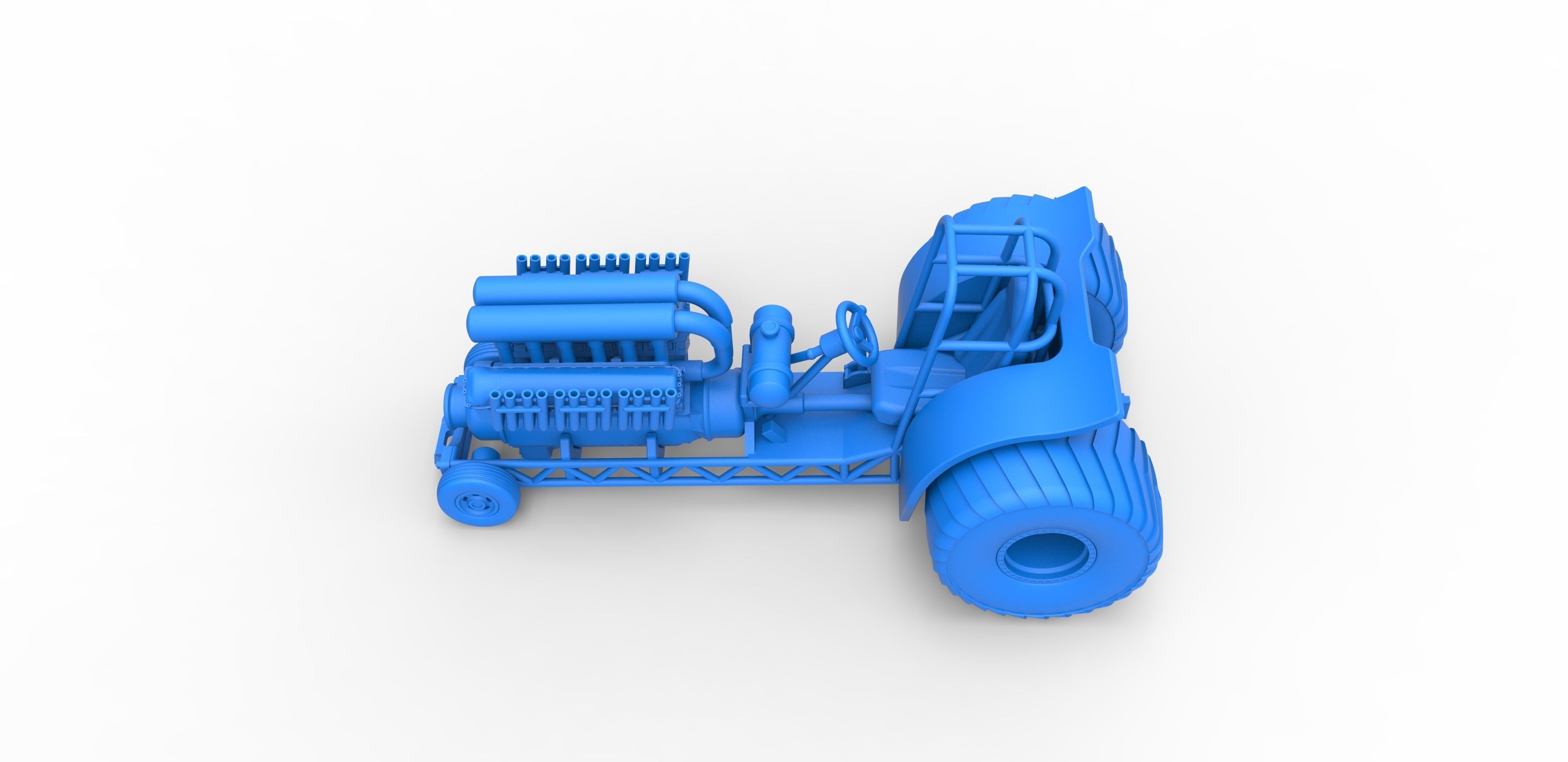 Mini Rod pulling tractor with V12 engine Scale 1 to 25 3D print model_21