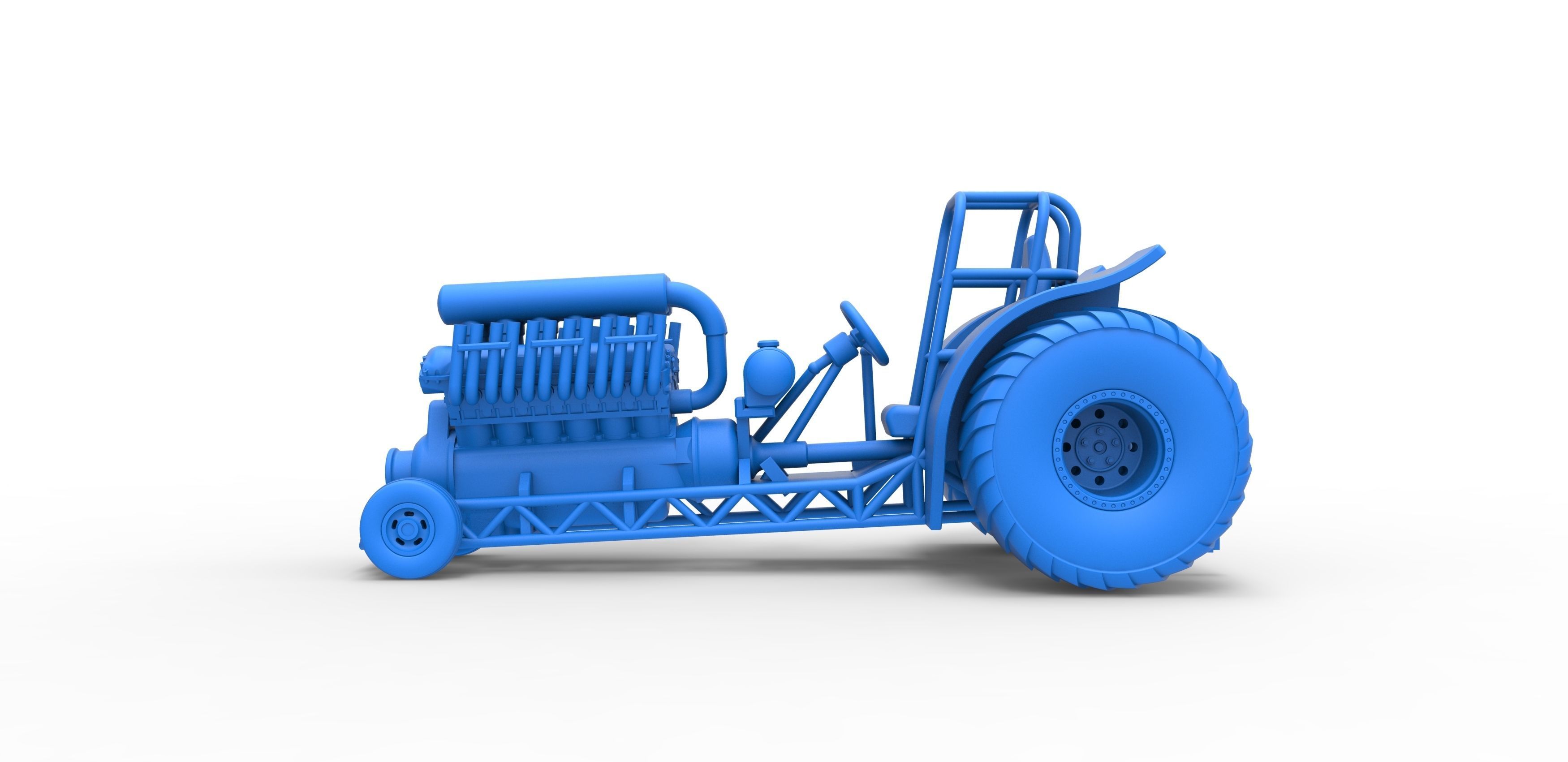 Mini Rod pulling tractor with V12 engine Scale 1 to 25 3D print model_20