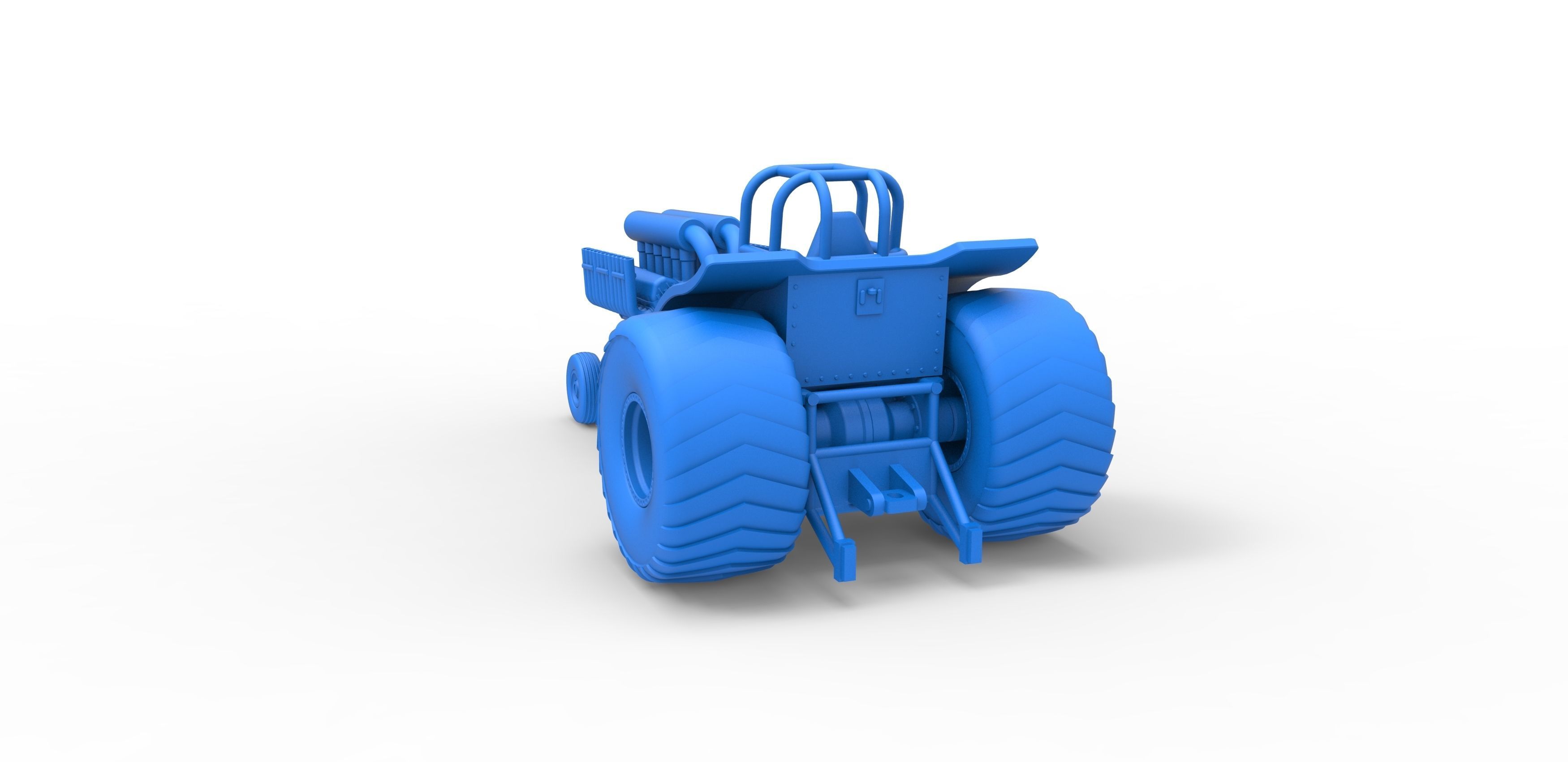 Mini Rod pulling tractor with V12 engine Scale 1 to 25 3D print model_24