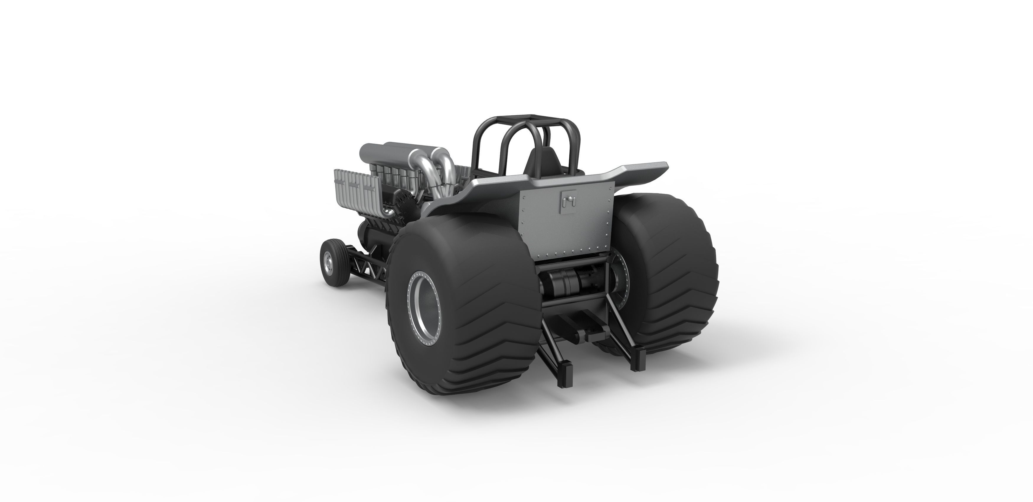 Mini Rod pulling tractor with V12 engine Scale 1 to 25 3D print model_11