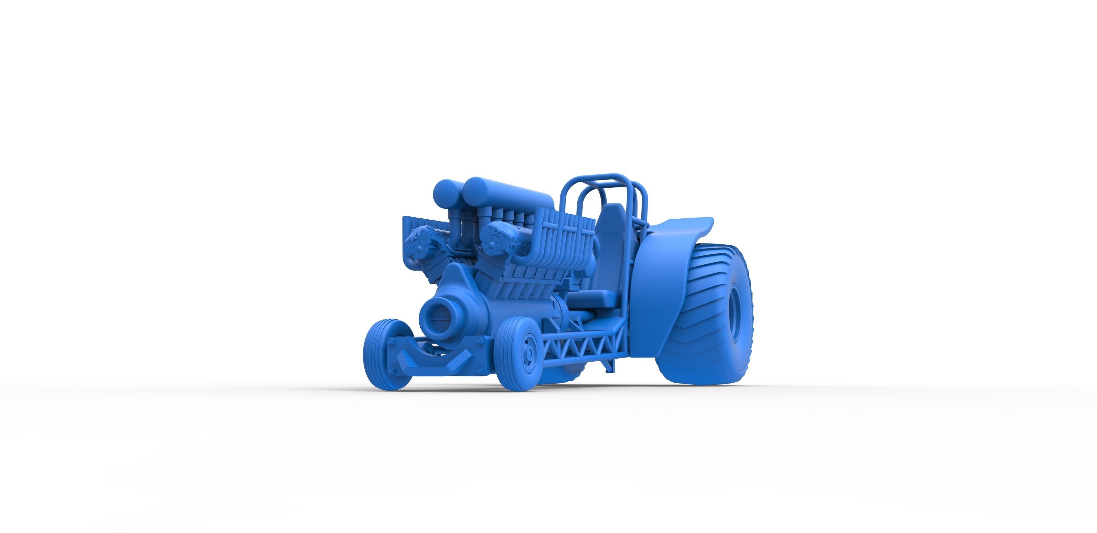 Mini Rod pulling tractor with V12 engine Scale 1 to 25 3D print model_17