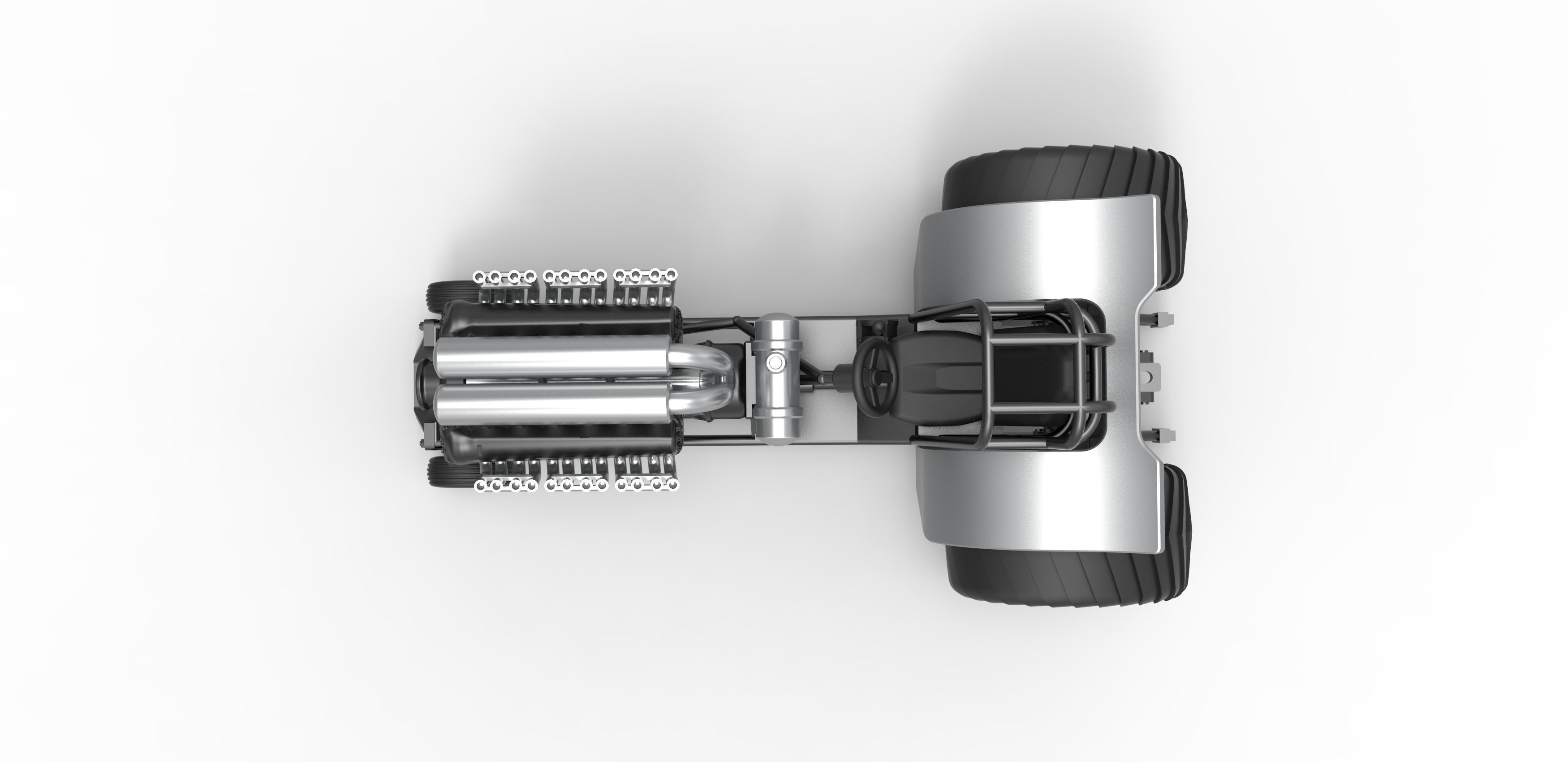 Mini Rod pulling tractor with V12 engine Scale 1 to 25 3D print model_9