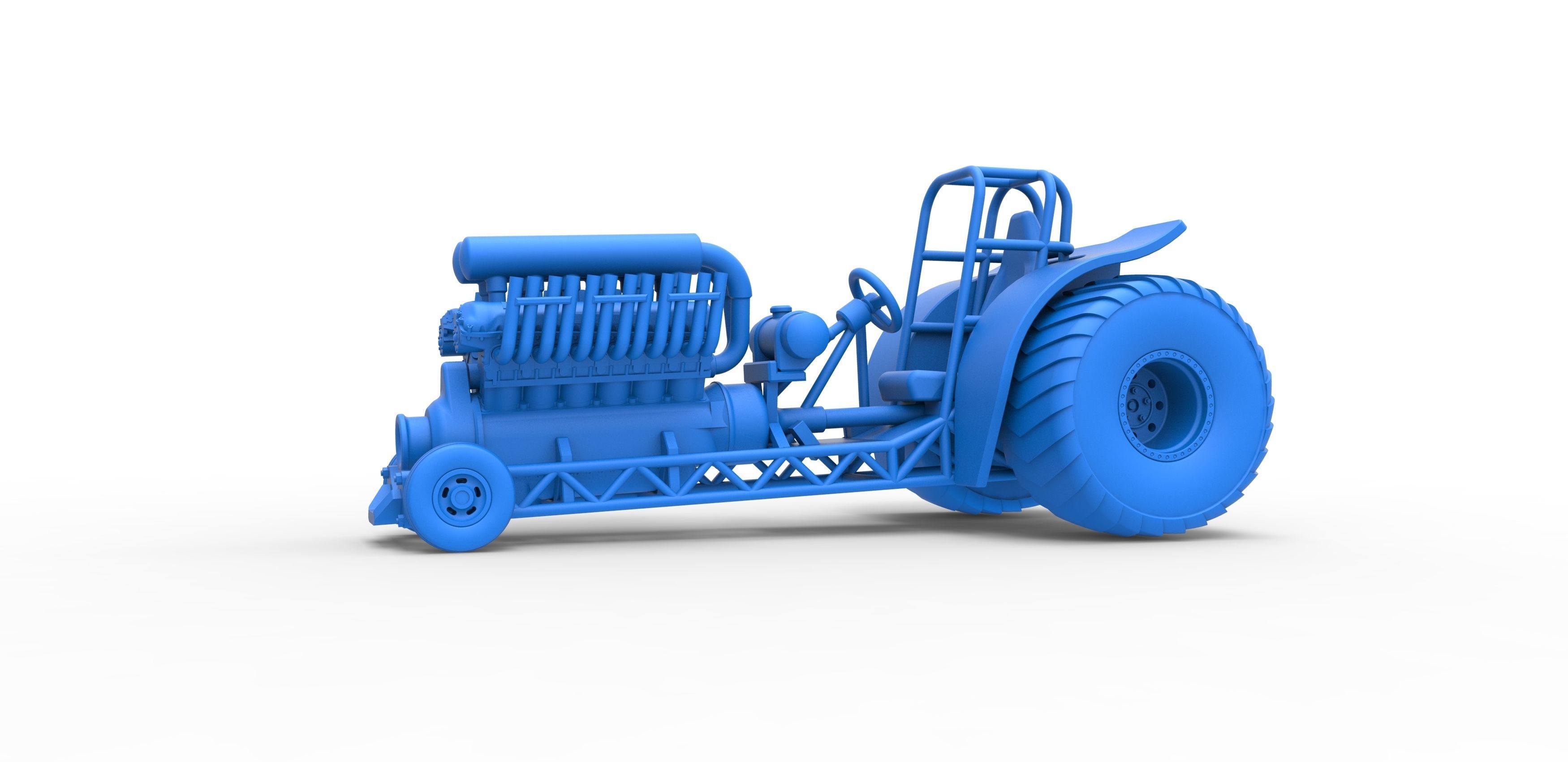 Mini Rod pulling tractor with V12 engine Scale 1 to 25 3D print model_15