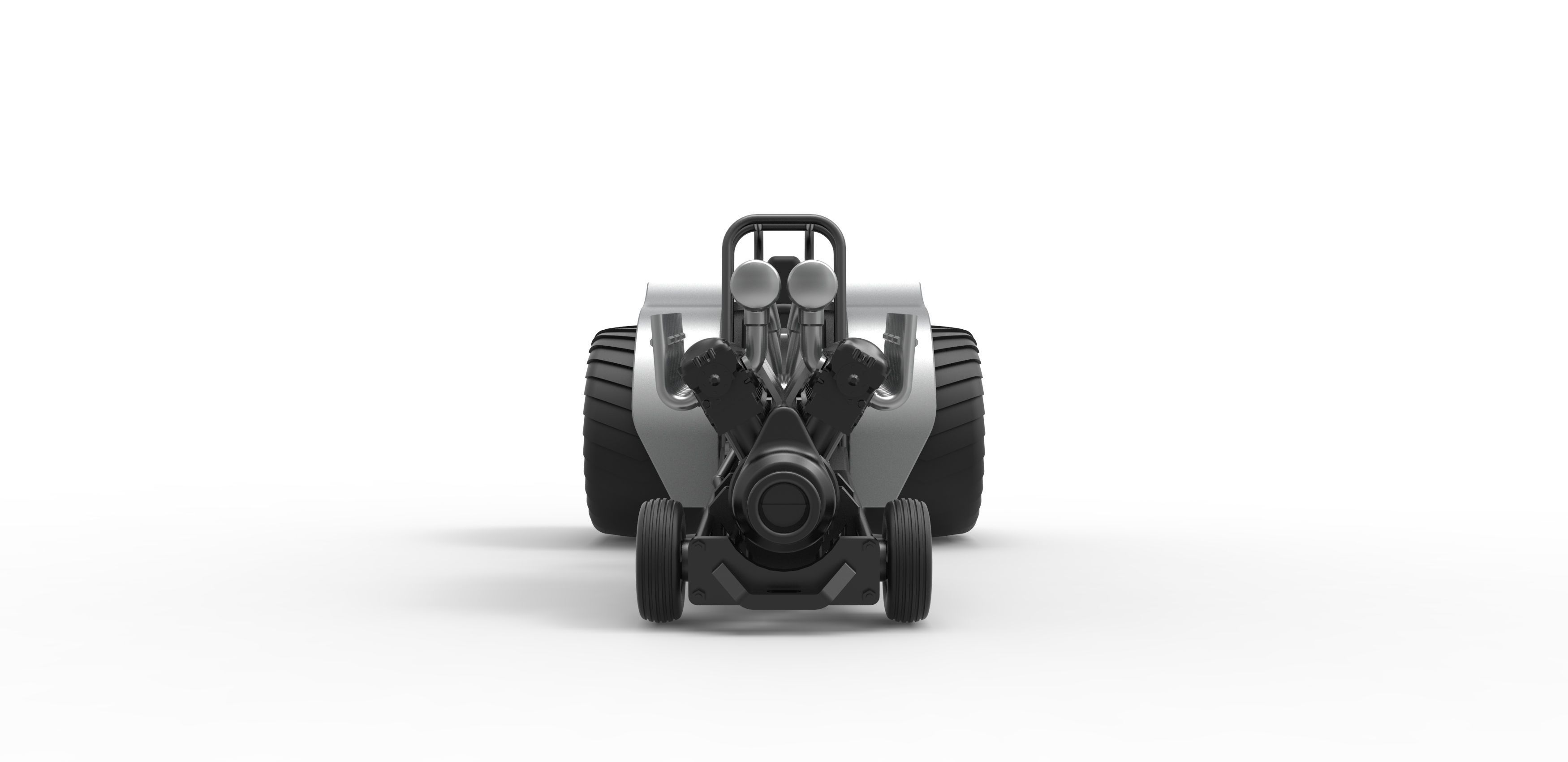Mini Rod pulling tractor with V12 engine Scale 1 to 25 3D print model_6