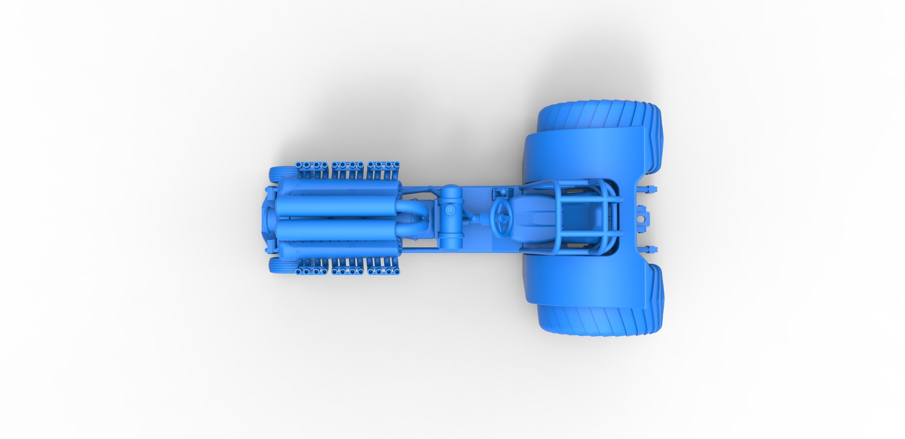 Mini Rod pulling tractor with V12 engine Scale 1 to 25 3D print model_22